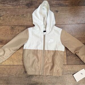 Nike Youth White and Tan Hooded Jacket